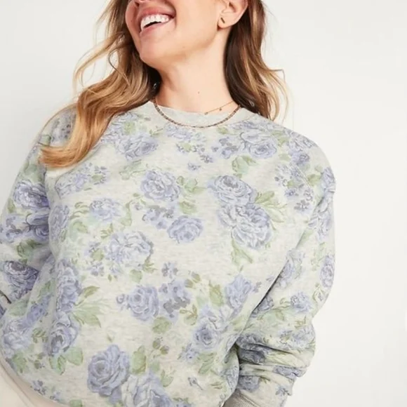 Old Navy Floral Crewneck Sweatshirt - Blue and Green - Picture 2 of 2